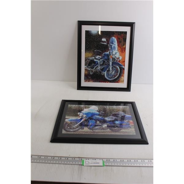 (2) 5D Diamond Motorcycle Paintings - 12 1/2" x 15 1/2"
