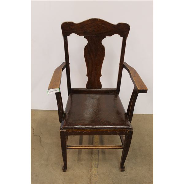 *Vintage Wooden Dining Room Chair with Armrests