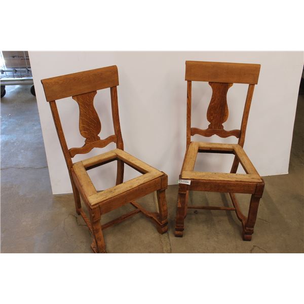 *(2) Wooden Dining Room Chairs - No Cushions, As Is
