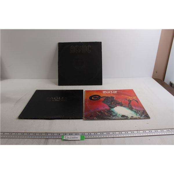 (3) Vinyl Records - ACDC, Meat Loaf, The Beatles