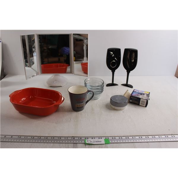 Folding Mirror, Wine Bottle Essentials, Misc.