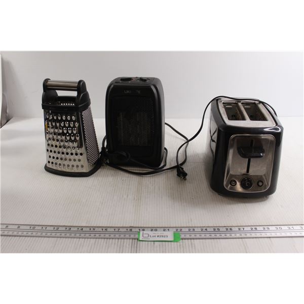 Cheese Grater, Portable Heater and Fan - Works, Toaster - Works