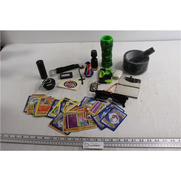 Assorted Pokemon Cards - Not Authenticated, Mortar and Pestle, Misc.