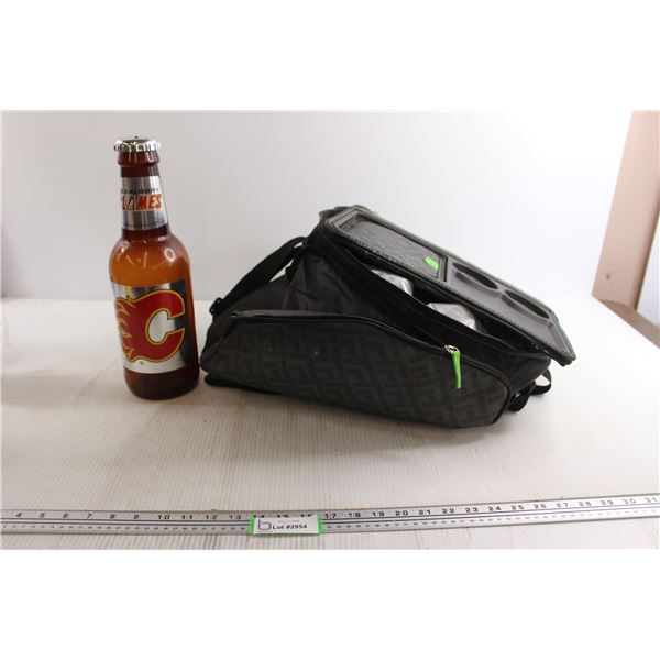 Calgary Flames Bottle Coin Bank & Insulated Cooler Bag
