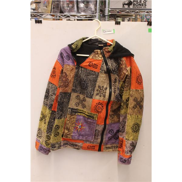 *Multicoloured Patch-Esque Winter Jacket - Size Large