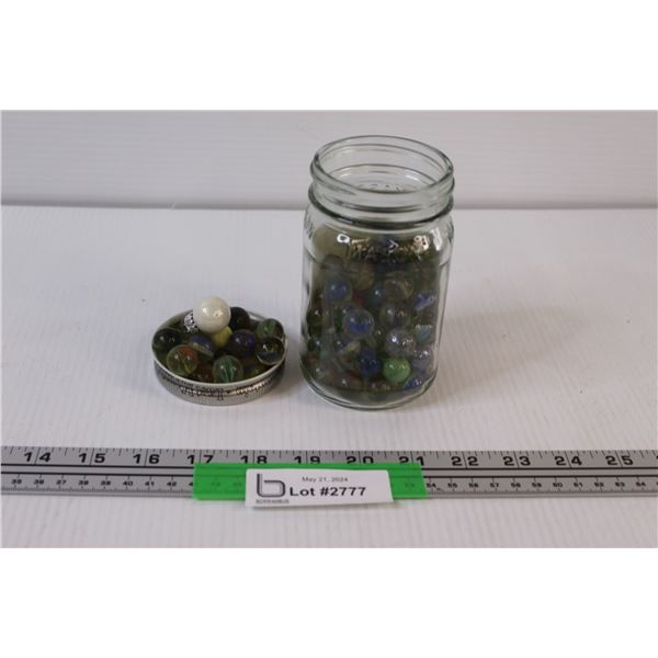 Vintage Glass Marbles in 16 Ounce Mason Jar