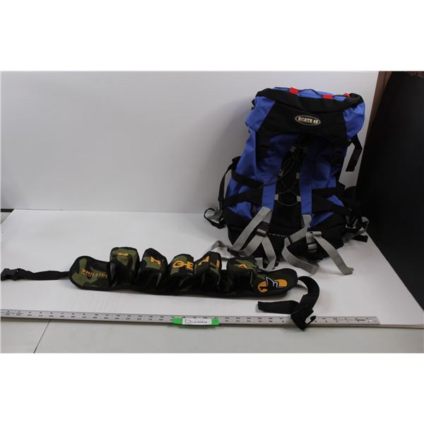 North 49 "Focus 55" Hiking Backpack & "Phillips Brewing & Malting Co." Phoenix 6 Beer Holster