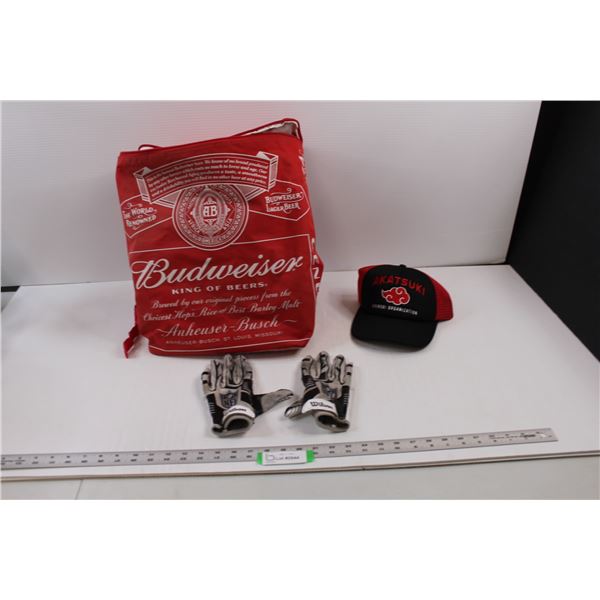 "Akatsuki: Shanobi Organization" Mess Snap Back Cap, Used Wilson NFL Football Gloves (Size Med) & Bu