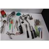 Image 3 : Various Kitchen/Grilling Items - Melon Baller, Knives, Beaters, Whisks, BBQ Lighter, Funnels, Measur