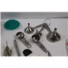 Image 4 : Various Kitchen/Grilling Items - Melon Baller, Knives, Beaters, Whisks, BBQ Lighter, Funnels, Measur