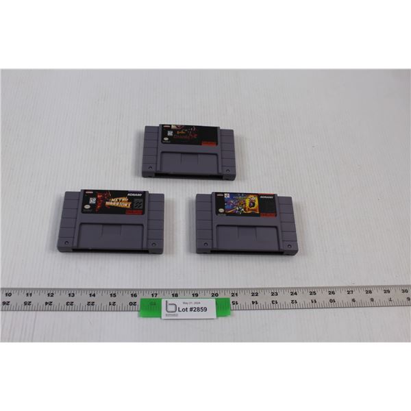 (3) SNES Display/Decor. Cartridges - Made In Mexico (Metal Warriors, Castlevania : Dracula X, Biker 