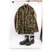 Image 1 : STC EDG Steel Toe Boots (Size 10 Men's) & Military Camouflage Coat (Size 190/112) - Zipper Ripping O