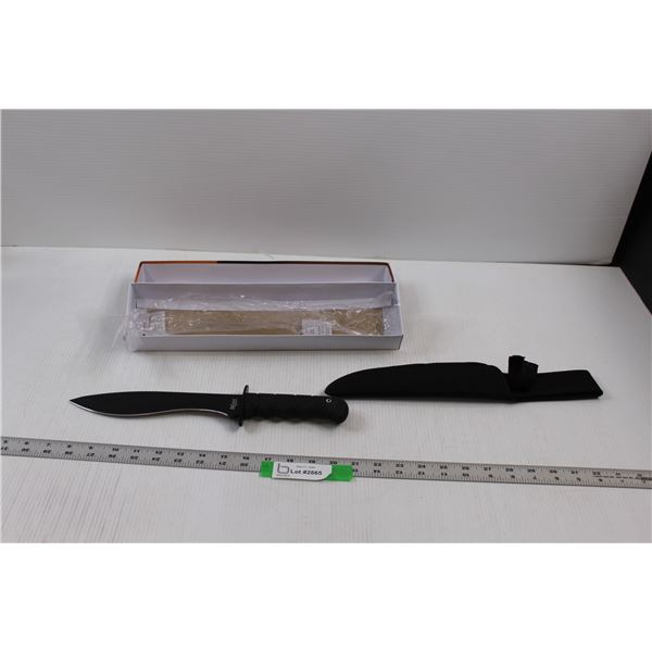 RIEK Recurved Point Knife - 14" Overall w/Rubber Grip Handle & Nylon Sheath (NIB)