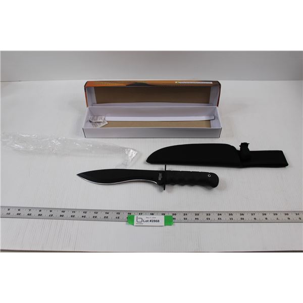 RIEK Recurved Point Knife - 14" Overall w/Rubber Grip Handle & Nylon Sheath (NIB)