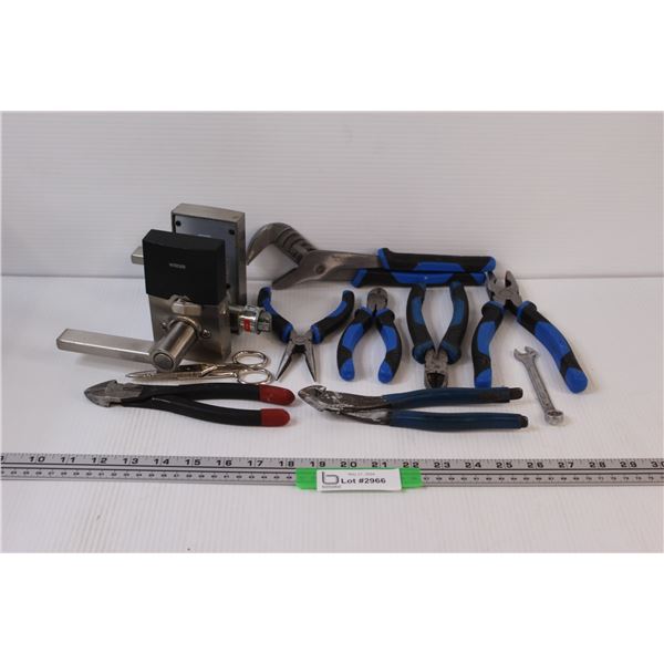 (10) Lot of Tools: Hand Wire Cutters; Pliers; Wiser Keyless Door Handles