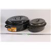 Image 1 : (2) Graniteware Medium & Large Sized Roasters with Lids - Large one is New