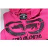 Image 2 : (3) Vintage Ladies Hoodies: Ecko Unlimited Pink L; Apple Bottoms Purple M; Camo Ecko Red M
