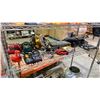 Image 1 : SHELF OF ASSORTED TOOLS INCLUDING; BATTERY CHARGERS, CIRCULAR SAW, ROTARY TOOL & MORE