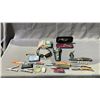 Image 1 : LOT OF ASSORTED ITEMS INCLUDING; KNIVES, DIGITAL CAMERA, SUNGLASSES, COLLECTIBLE CARDS & MORE