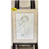 Image 1 : FRAMED NUDE WOMAN ART BY WOOD '84 20" X 27"
