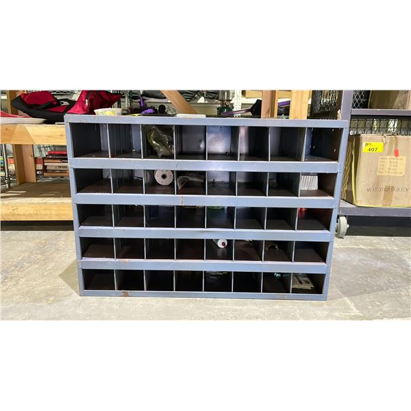 METAL BENCH TOP TOOL/BIT ORGANIZER WITH ASSORTED CONTENTS