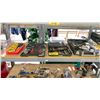 Image 1 : SHELF OF ASSORTED ITEMS INCLUDING; DRILL BITS, MAXIMUM INSPECTION CAMERA, RIVET TOOL SET &