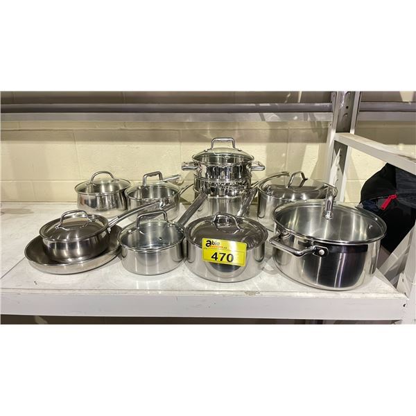 T-FAL 9-PC STAINLESS STEEL POT SET
