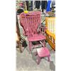 Image 1 : PURPLE WOODEN ROCKING CHAIR WITH MATCHING FOOTSTOOL