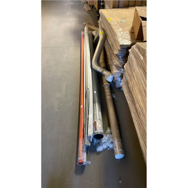 LOT OF ASSORTED ITEMS INCLUDING; PLASTIC & METAL BARS, CAR PARTS & MORE