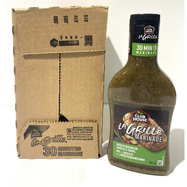 6 X 350 ML CLUB HOUSE LA GRILLE MED. GARLIC & BASIL MARINADE