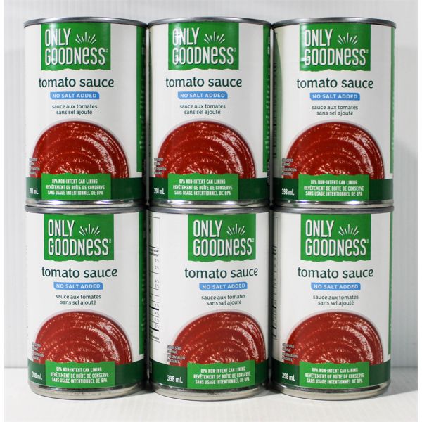 6 X 398ML ONLY GOODNESS TOMATO SAUCE NO SALT ADDED 
