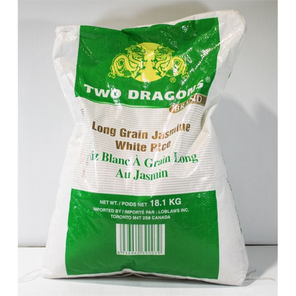 18.1KG TWO DRAGONS LONG GRAIN JASMINE WHITE RICE