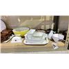 Image 2 : SHELF LOT OF ASSORTED POTS, BAKING DISHES, SERVING DISHES AND MORE