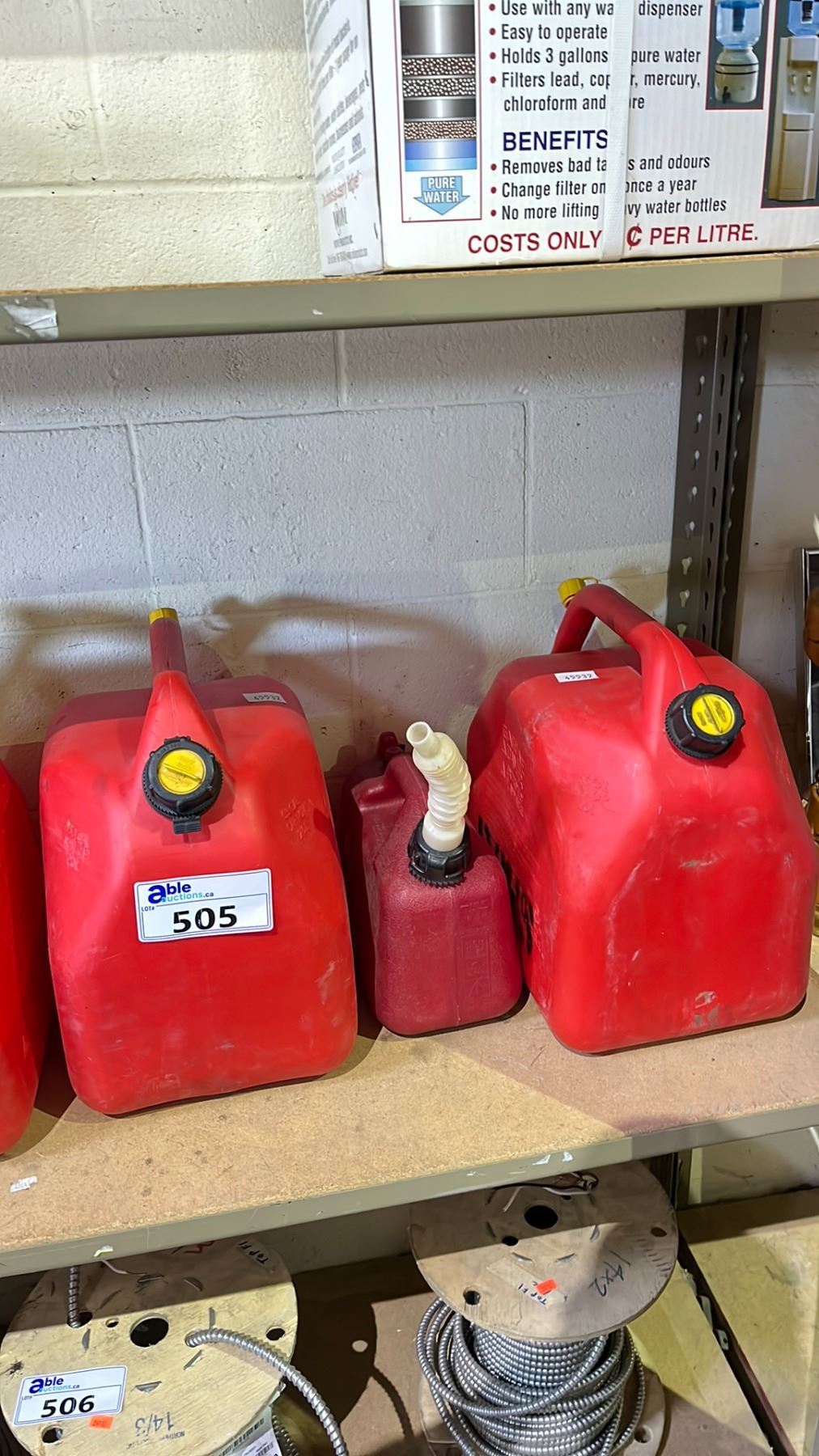 SHELF LOT OF GAS CANS Able Auctions 53433234 2