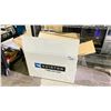 Image 1 : BOX OF ASSORTED CORDS, SANITIZER DISPENSER AND MORE
