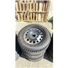 Image 2 : SET OF 4 UNIROYAL TIGER PAW ICE AND SNOW3 205/60R16 92T TIRES ON FOUR BOLT METAL RIMS