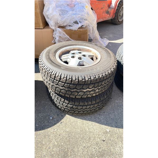 SET 2 MOTOMASTER TOTAL TERRANE W/T LT 235/75R15 TIRES ON JEEP 5 BOLT METAL RIMS