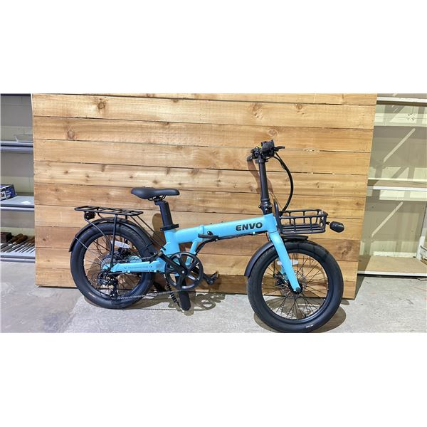 *TESTED WORKING* ENVO LYNX 20" BLUE FOLDING E-BIKE WITH BATTERY (NO KEY, NO CHARGER)