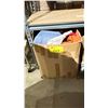 Image 1 : BOX OF ASSORTED CLOTHING INCLUDING; SWEATERS, JEANS JACKETS AND MORE