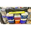 Image 1 : PALLET OF ASSORTED CAMPING GEAR INCLUDING; COOLERS, UNIVERSAL ROTIESSERIE, HATCHET & MORE