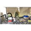 Image 2 : SHELF OF ASSORTED TOOLS INCLUDING; DRILL, POWER TAPE, PROPANE HOSE & MORE
