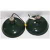 Image 1 : PAIR OF VINTAGE INDUSTRIAL HANGING GREEN ENAMEL