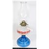 Image 1 : ESTATE OIL LAMP, TWO TONE GLASS BLUE TO MILK