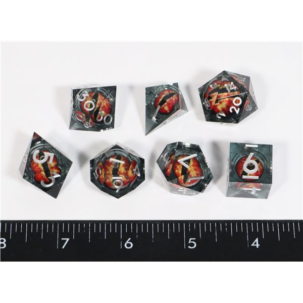 NEW 7PC MOVING  DRAGON EYE POLYHEDRAL GAMING DICE