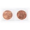 Image 2 : TWO 1-OZ FINE COPPER ROUND WALKING LIBERTY IN