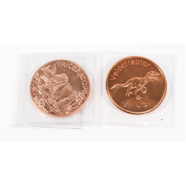 TWO 1-OZ FINE COPPER ROUND IN FLIPS ONE IS A