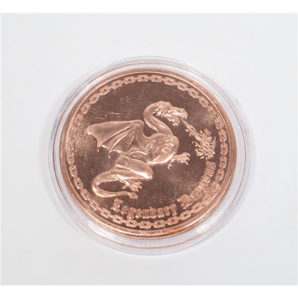 1-OZ FINE COPPER ROUND DRAGON IN CAPSULE