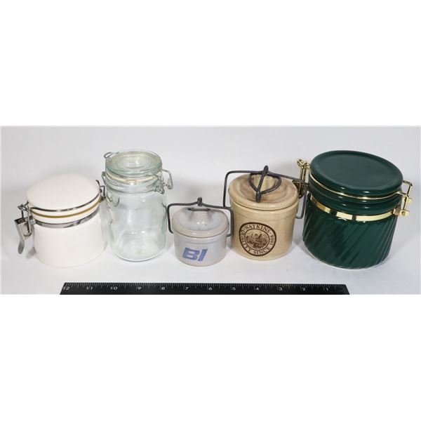 5 JARS - WIRE CLOSING LIDS