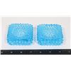 Image 1 : PAIR OF CANDLE HOLDERS BLUE HOBNAIL GLASS