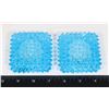 Image 2 : PAIR OF CANDLE HOLDERS BLUE HOBNAIL GLASS